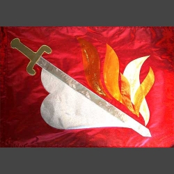 L Flagge Schwert, Flammen,...